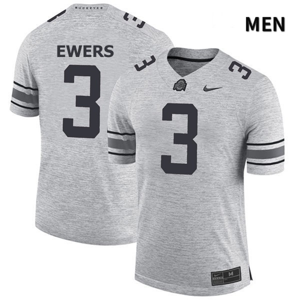 Men's Nike Ohio State Buckeyes Quinn Ewers #3 Gray NCAA Authentic Stitched College Football Jersey ELX34A7Q